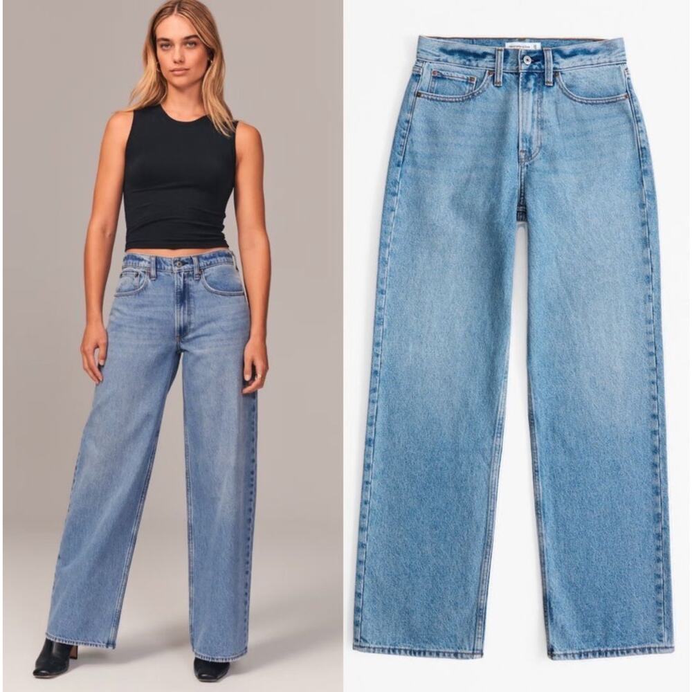 Abercrombie & Fitch Blue Flare & Wide Leg Jeans